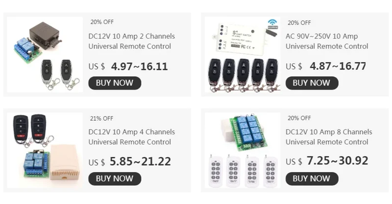 433Mhz RF Remote Control Circuit Universal Wireless Switch DC 5V 12V 24V 2CH rf Relay Receiver and Keyfob Transmitter for Garage