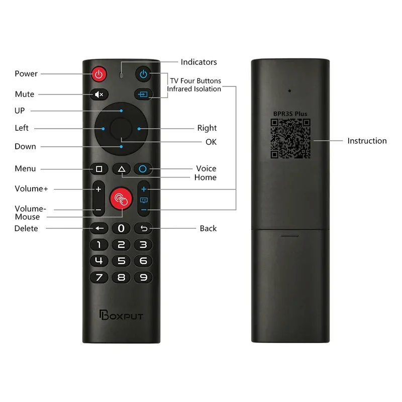 BPR3S PLUS BT Air Mouse Voice Function IR learning TV 2.4G Wireless Remote Controller With Gyroscope for Android TV Box/PC