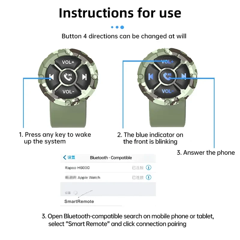 5 Keys Smart Remote Controller Wireless Bluetooth-compatible Media Button Psychedelic/Black Colors Car Motorcycle bike Control