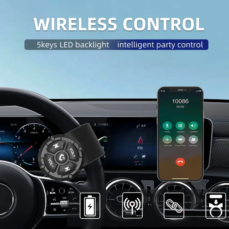5 Keys Smart Remote Controller Wireless Bluetooth-compatible Media Button Psychedelic/Black Colors Car Motorcycle bike Control