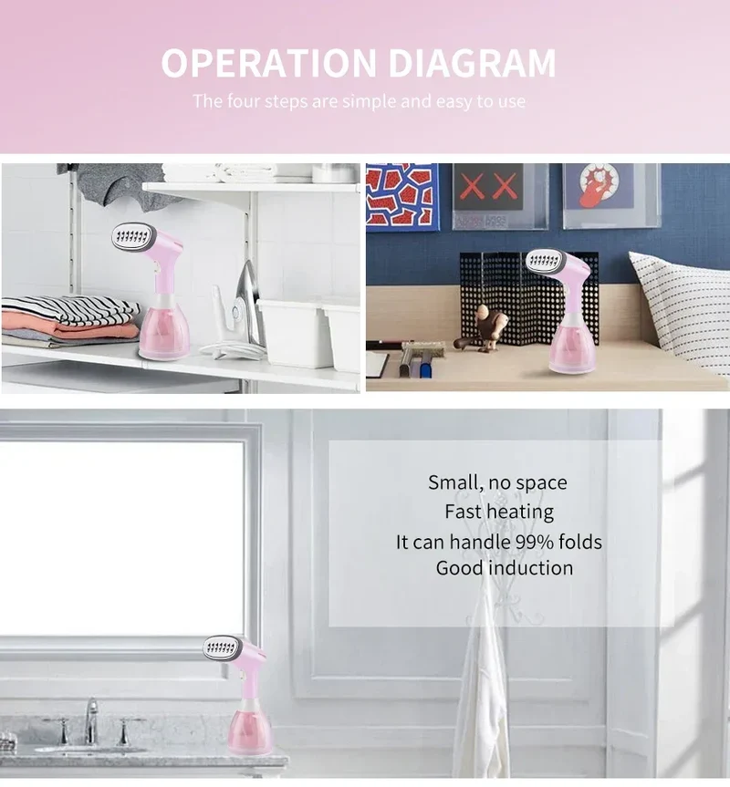 saengQ Handheld Garment Steamer 1500W Electric Household Fabric Steam Iron 280ml Portable Vertical Fast-Heat For Clothes Ironing