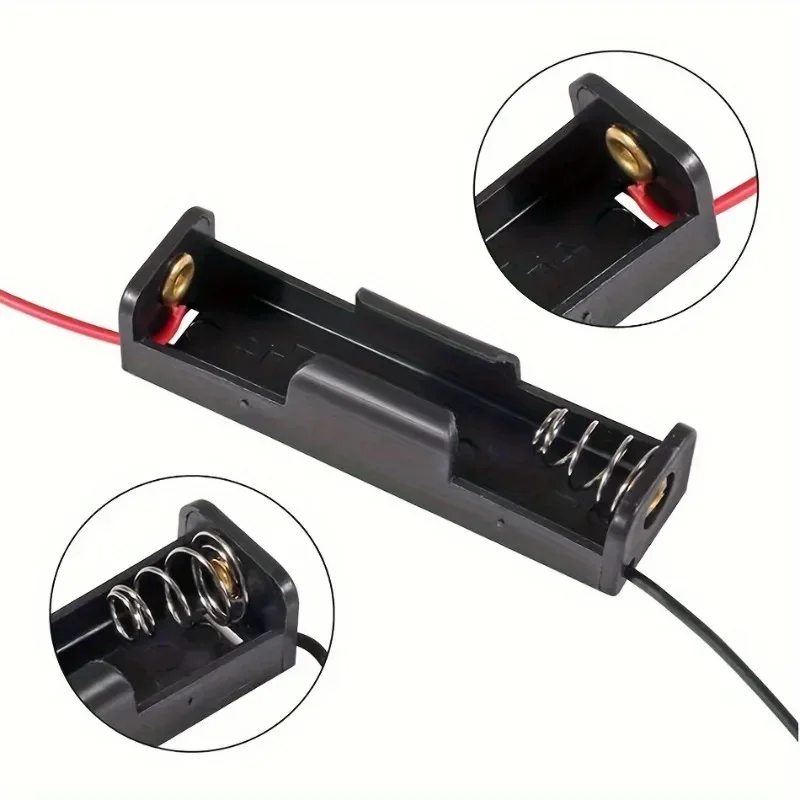 5pcs 18650 Power Bank Cases 1X 3.6V-4.2V 18650 Battery Holder Storage Box Case 1 Slot Battery Container with Wire Lead