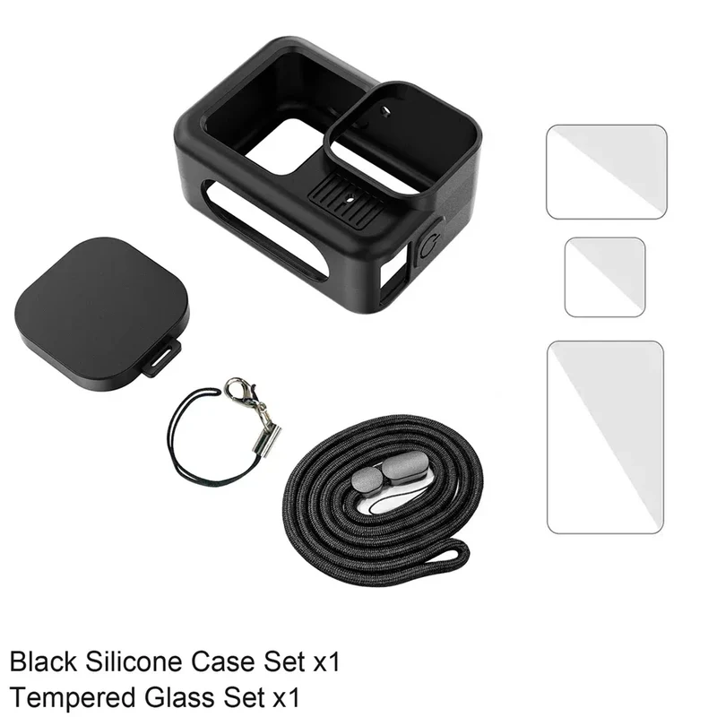 Silicone Case for GoPro Hero 13 Black Tempered Glass Screen Protector Protective Film Flip Battery Side Cover Lens Cap