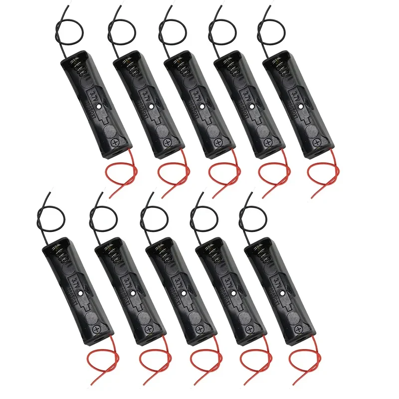 10pcs 18650 Battery Cases Holder 3.6V-4.2V Power Bank Plastic Storage Box Case With Lead Wire 1X 18650 Battery Container Holder