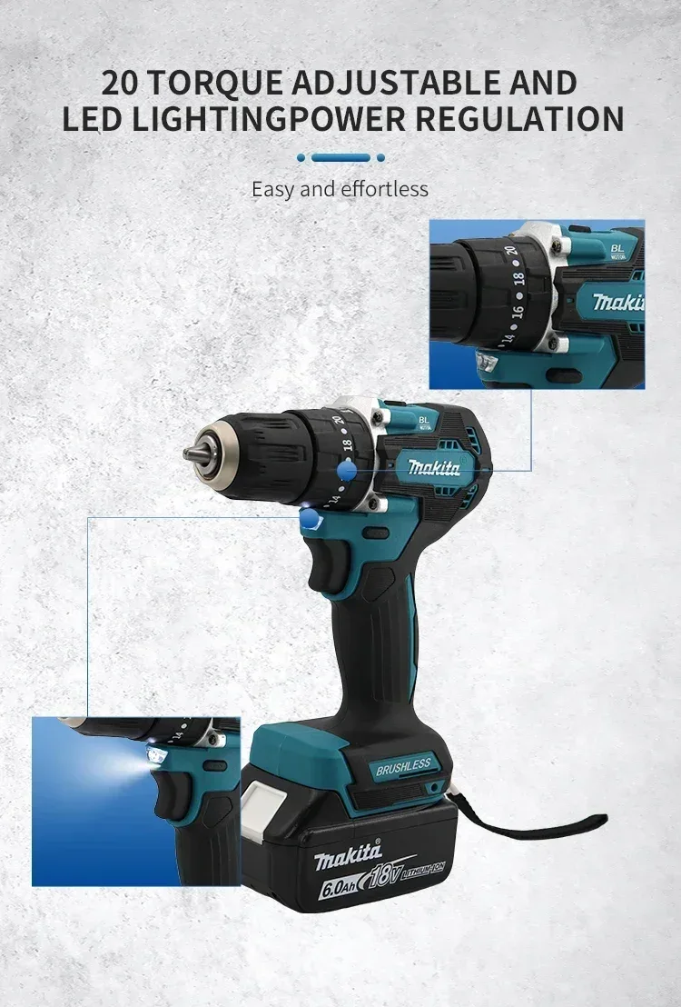 Original Makita DDF487 18V Brushless Cordless Drill Driver - 10mm Chuck, 2-in-1 Drill & Screwdriver for DIY/Home/Work