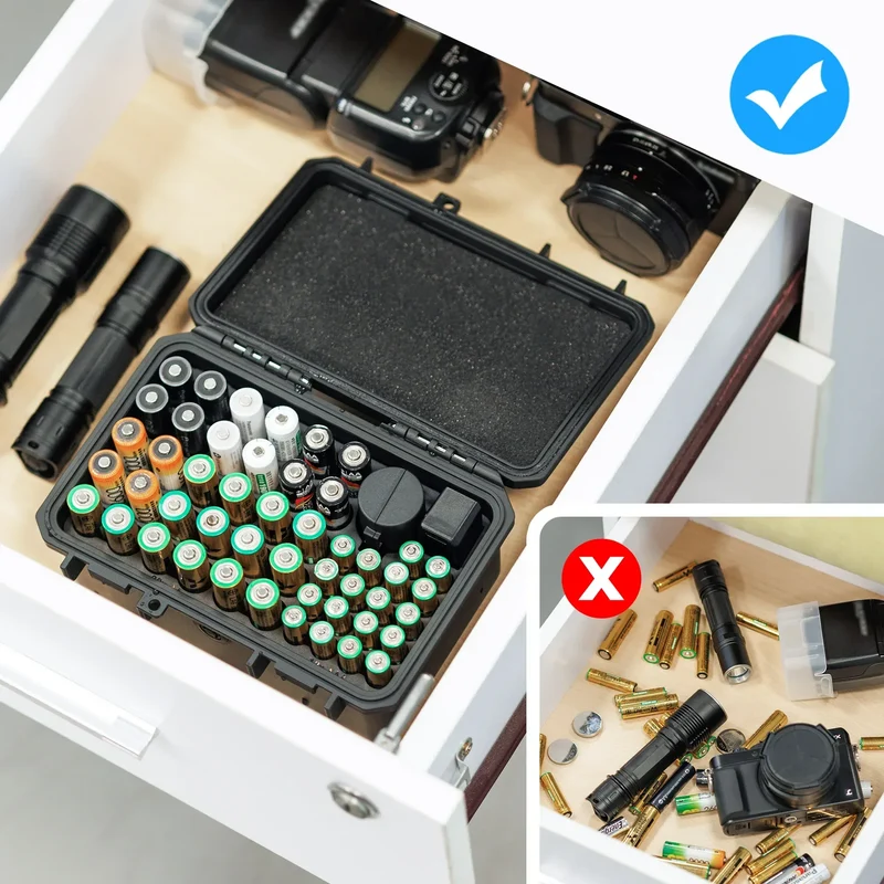Multi Slots 18650/21700/AA/AAA/Coin Battery Case Storage Box Container Holder IP67 Waterproof And Dustproof Battery Storage Box
