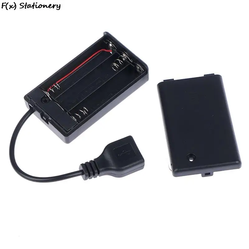 DC4.5V Portable Mini AAA Battery Holder Storage Box Case USB Power Supply Battery Box 65x45x15mm