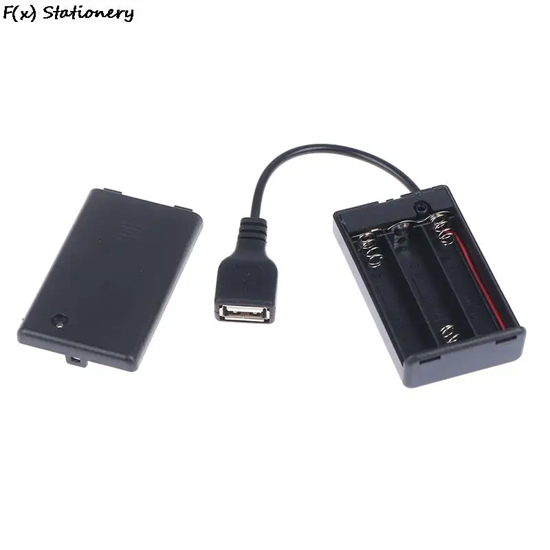 DC4.5V Portable Mini AAA Battery Holder Storage Box Case USB Power Supply Battery Box 65x45x15mm