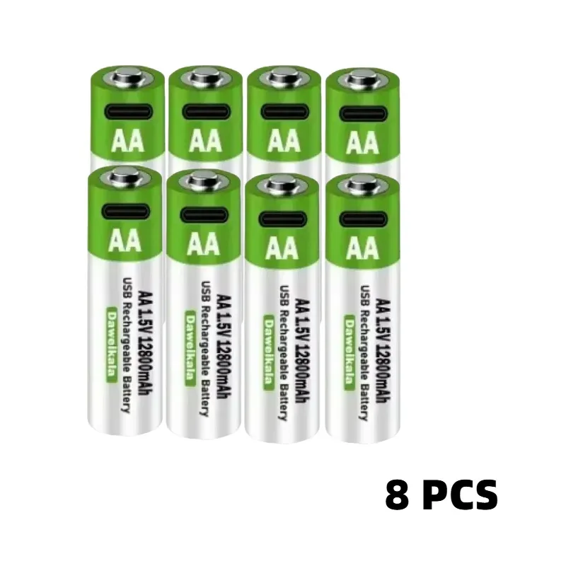 2025 New AA 1.5V USB Rechargeable Li-ion Battery 12800mAh Battery W/Type-C Cable for Toy Remote Control Mouse Electric Battery