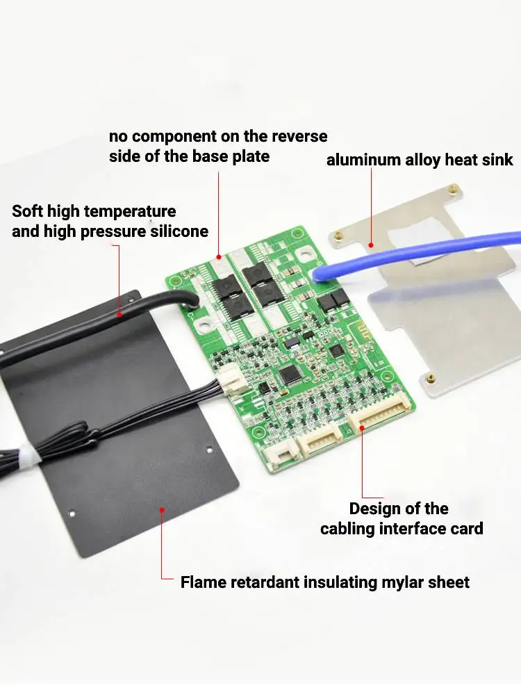 JBD Smart BMS LiFePo4 12S 36V 16S 48V 20A 40A 50A 60A 80A Li-Ion BMS 10S 13S 14S 16S 17S Balance Protection Board Built-in BT