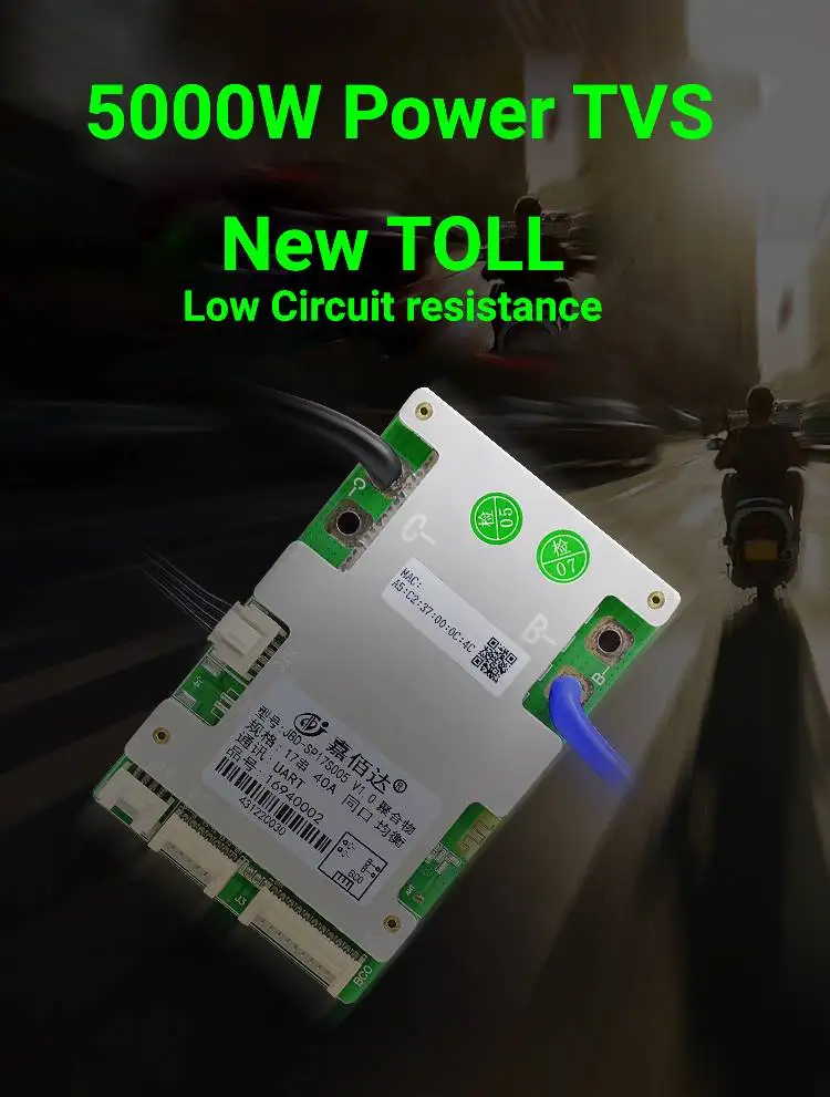 JBD Smart BMS LiFePo4 12S 36V 16S 48V 20A 40A 50A 60A 80A Li-Ion BMS 10S 13S 14S 16S 17S Balance Protection Board Built-in BT