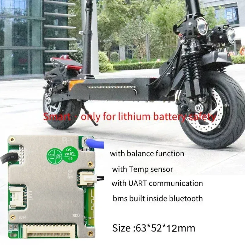 JBD BMS Auto-Identify 7S 8S 10S 12S 13S 14S 20A 30A 40A 50A LiFePo4 Smart BMS 24V 36V 48V Battery Management System for E-Bike