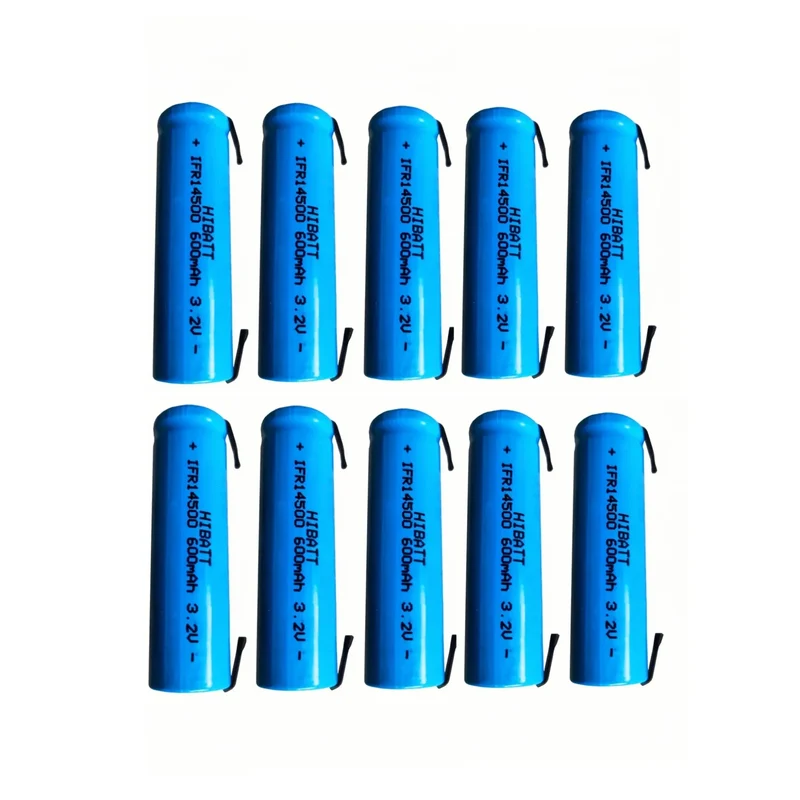 10PCS 14500 LiFePO4 Battery 3.2V 600mAh with solder tabs for Shaver Weight scale Doorbell Mite removal device Microphone Toy