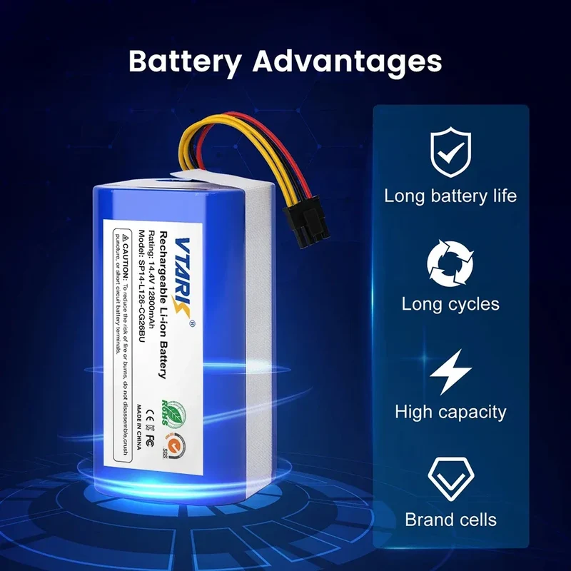 4S1P,18650 14.4V 6800mAh Li-lon battery for Cecotec Conga 1290 1390 1490 1590 vacuum cleaner Genio deluxe 370 gutrend echo 520