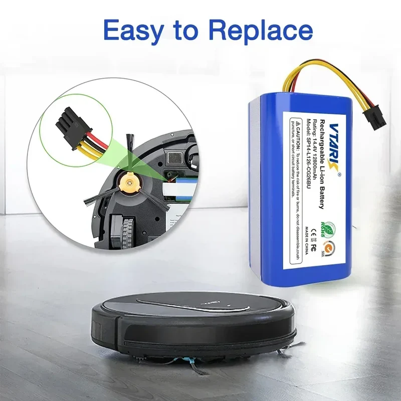 4S1P,18650 14.4V 6800mAh Li-lon battery for Cecotec Conga 1290 1390 1490 1590 vacuum cleaner Genio deluxe 370 gutrend echo 520