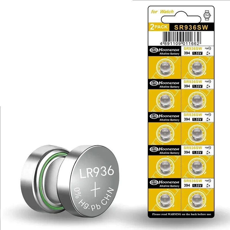 5-10PCS 1.55V AG9 50mAh Button Cell LR936 394 SR936SW CX194 LR45 G9A 194 394A SR936 L936F Cell Coin Watch Toys Remote Battery