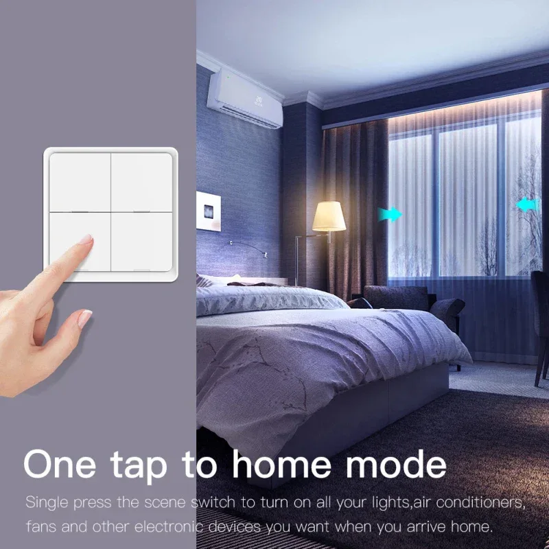 ZigBee/Tuya Smart Switch Wireless Free Sticker 4/3/2/1 Way Panel Scene Button Switch Smart Scene Automation Control Switch