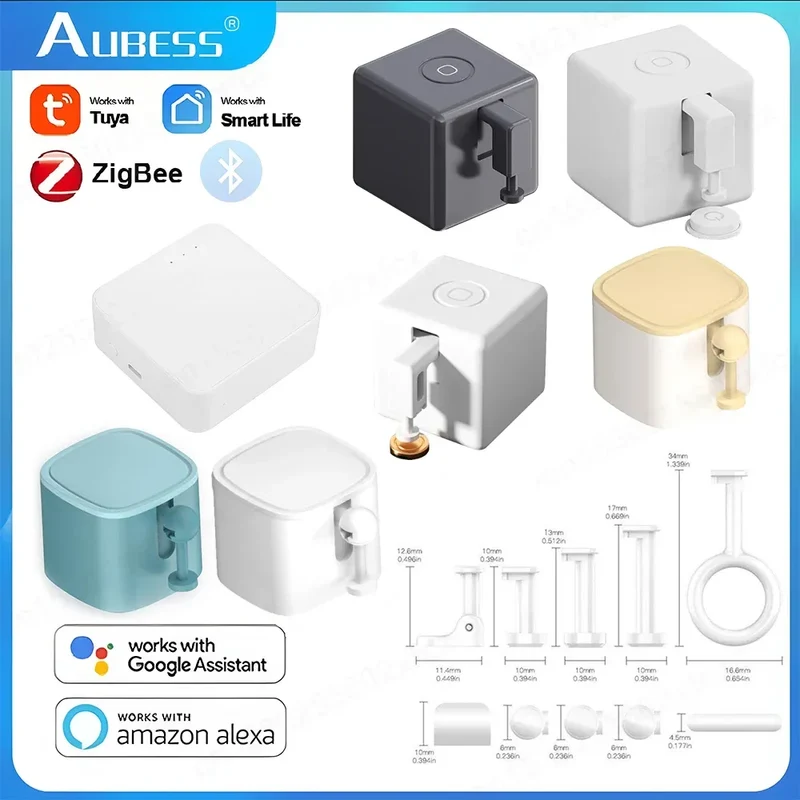 Aubess Tuya WiFi Finger Robot Switch Smart Home ZigBee Mechanical Arm Bot Button Pusher Smart Life Voice Control Alexa Google