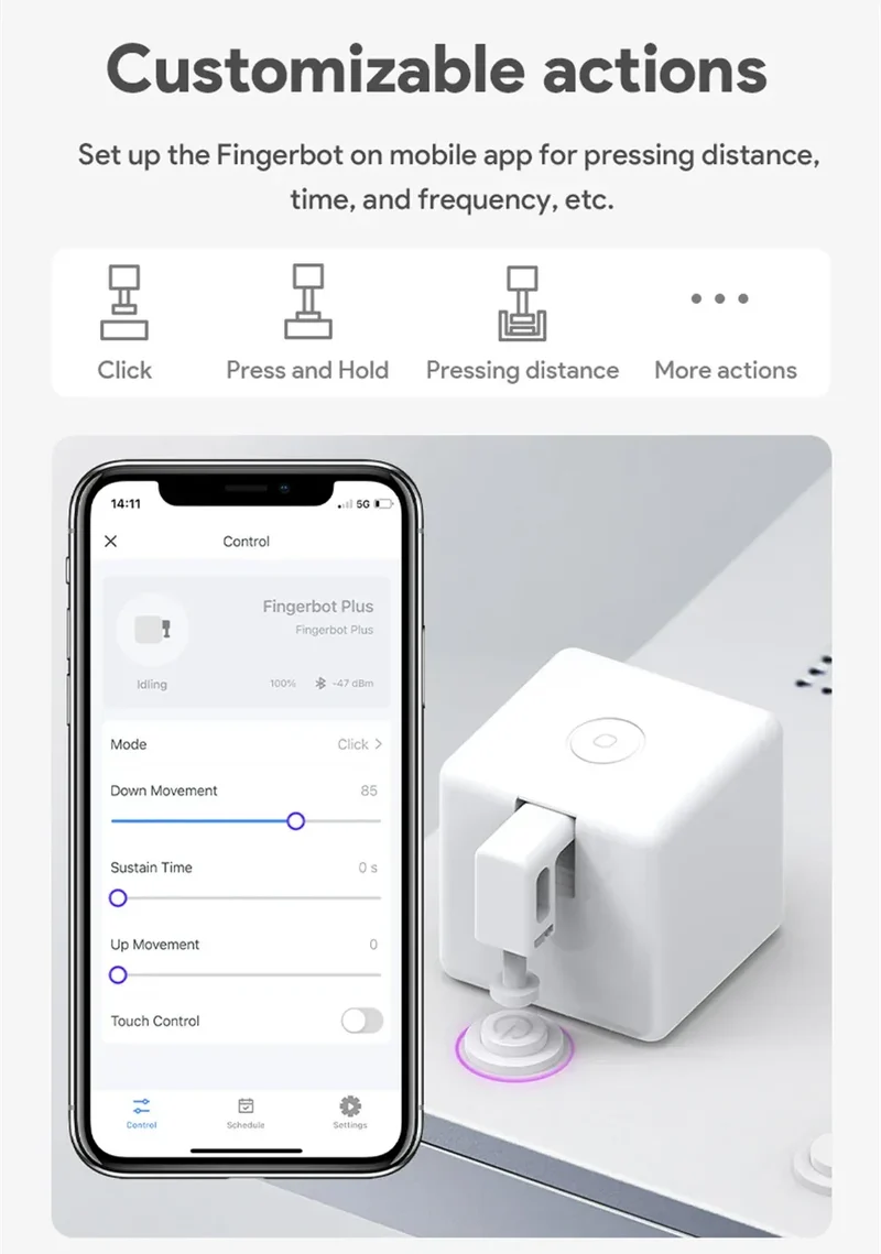 Aubess Tuya WiFi Finger Robot Switch Smart Home ZigBee Mechanical Arm Bot Button Pusher Smart Life Voice Control Alexa Google