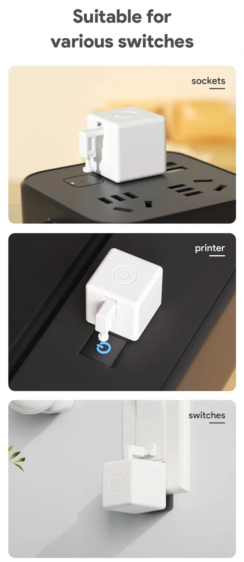 Aubess Tuya WiFi Finger Robot Switch Smart Home ZigBee Mechanical Arm Bot Button Pusher Smart Life Voice Control Alexa Google