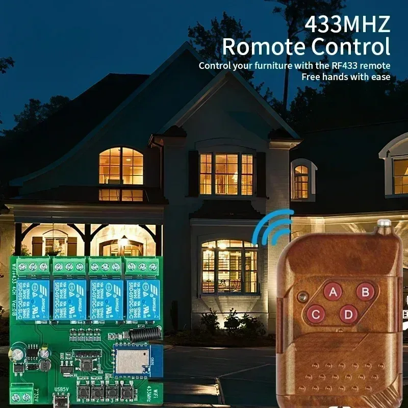 Tuya Smart Switch Wifi Garage Door Wifi Relay Switch Wifi RF 4 Channel Module 85-265V Wifi Curtain Module Wireless Switch