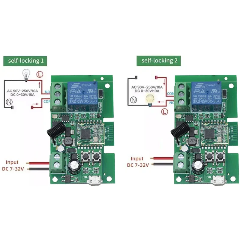 Zigbee Tuya 1CH Smart Relay Module Home Automation DC 5V 7-32V RF433Mhz Remote Control Motor Light Garage Switch Work With Alexa
