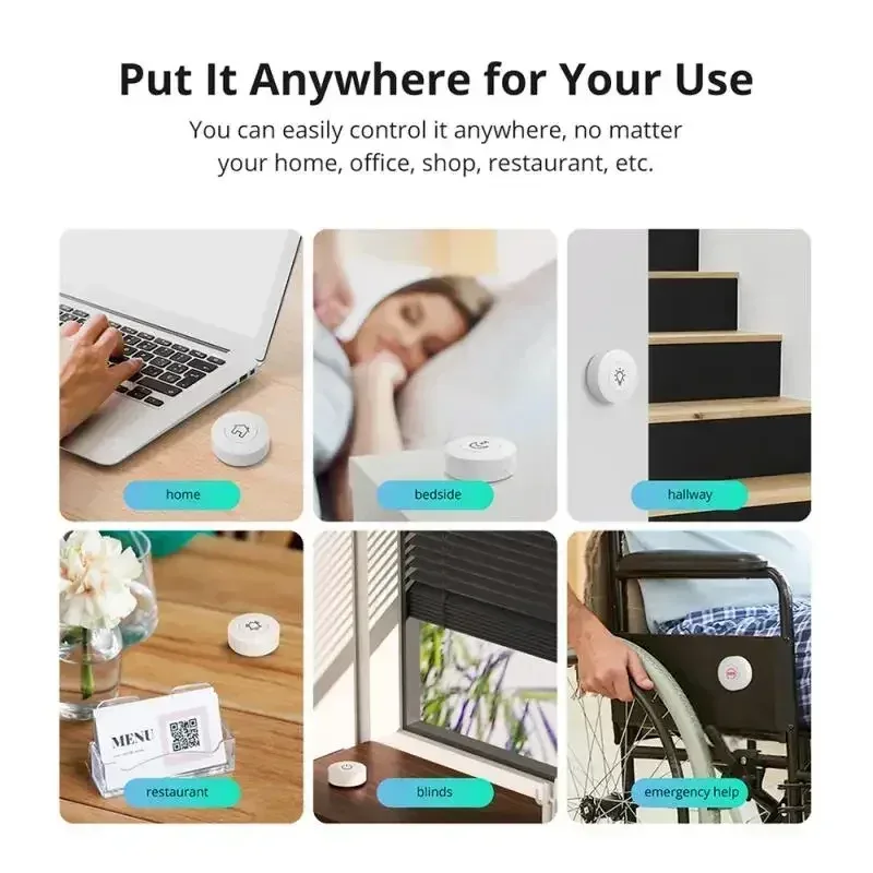 SONOFF SNZB-01P SNZB 01P Sonoff Wireless Switch Zigbee Scene Switch Two Way Control Act As Doorbell Emergency Button Via Google