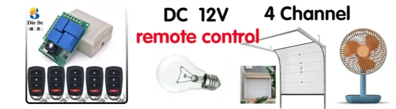 433MHz Universal Wireless Remote Control DC 12V 2CH rf Relay Receiver and Transmitter for Universal Garage door and gate Control