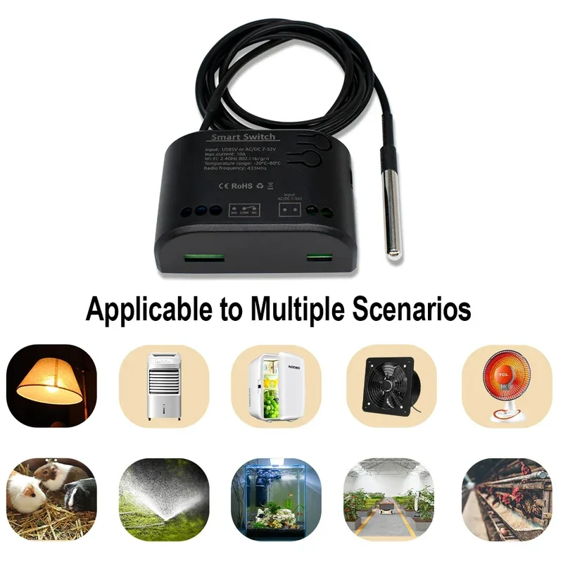 Dry Contact WIFI Tuya Smart Temperature Switch Controller Thermostat Sensor Passive Relay RF Receiver Work for Alexa Google Home