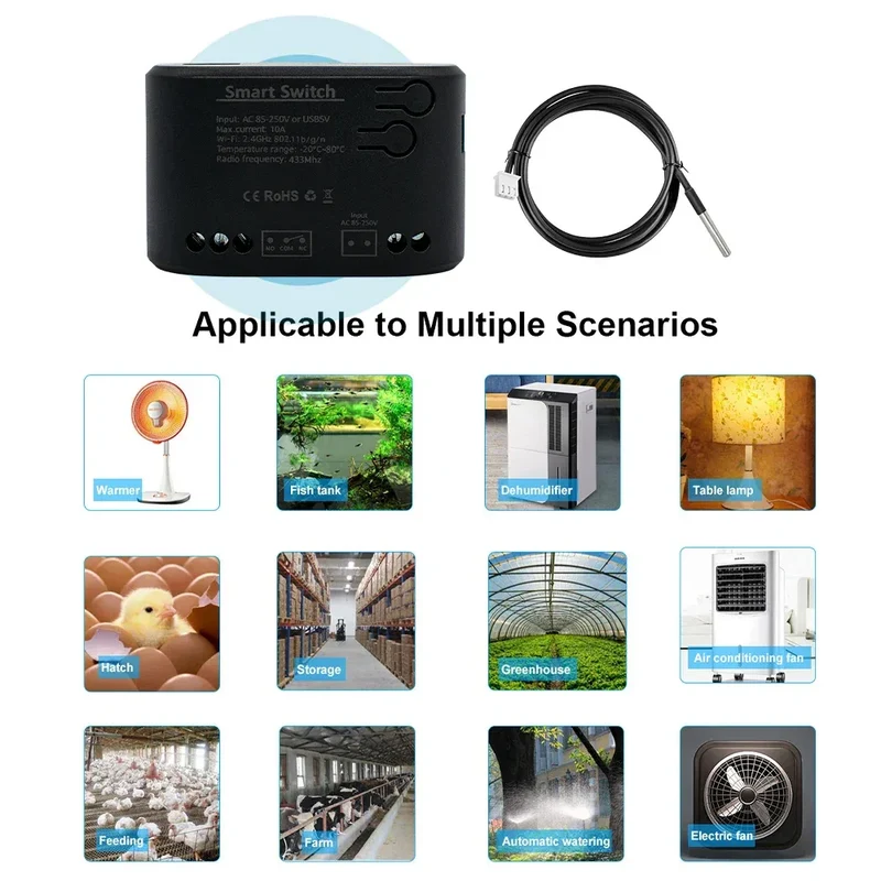 Dry Contact WIFI Tuya Smart Temperature Switch Controller Thermostat Sensor Passive Relay RF Receiver Work for Alexa Google Home