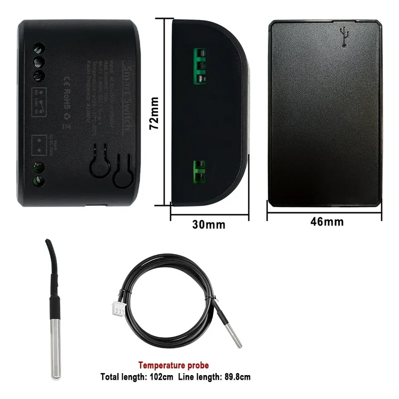 Dry Contact WIFI Tuya Smart Temperature Switch Controller Thermostat Sensor Passive Relay RF Receiver Work for Alexa Google Home