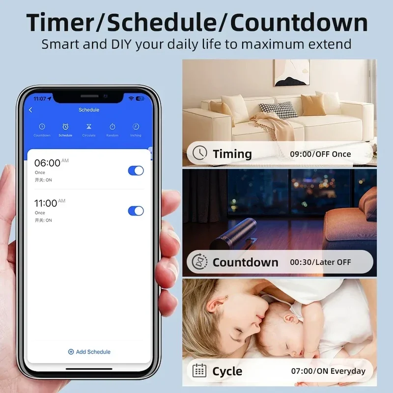 16A MINI Wifi Smart Switch Breaker 2WAY Control Timer Wireless Switches Smart Home Automation Work With Tuya Alexa Google Home