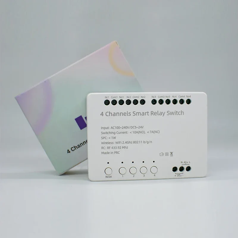 【4 Channel Smart Relay】Tuya WiFi+RF433 DIY Module AC 100-240V/DC 5-24V Alexa Remote Timer Switch for LED Light Home Automation