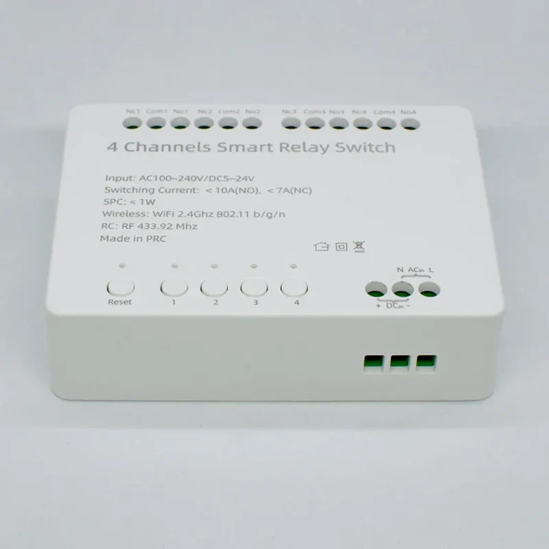 【4 Channel Smart Relay】Tuya WiFi+RF433 DIY Module AC 100-240V/DC 5-24V Alexa Remote Timer Switch for LED Light Home Automation