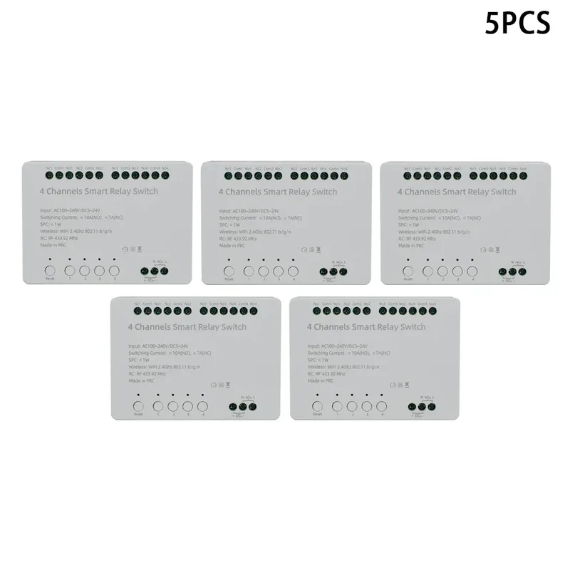 【4 Channel Smart Relay】Tuya WiFi+RF433 DIY Module AC 100-240V/DC 5-24V Alexa Remote Timer Switch for LED Light Home Automation