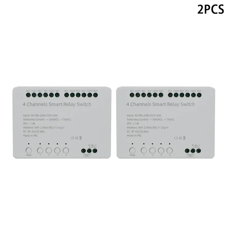 【4 Channel Smart Relay】Tuya WiFi+RF433 DIY Module AC 100-240V/DC 5-24V Alexa Remote Timer Switch for LED Light Home Automation