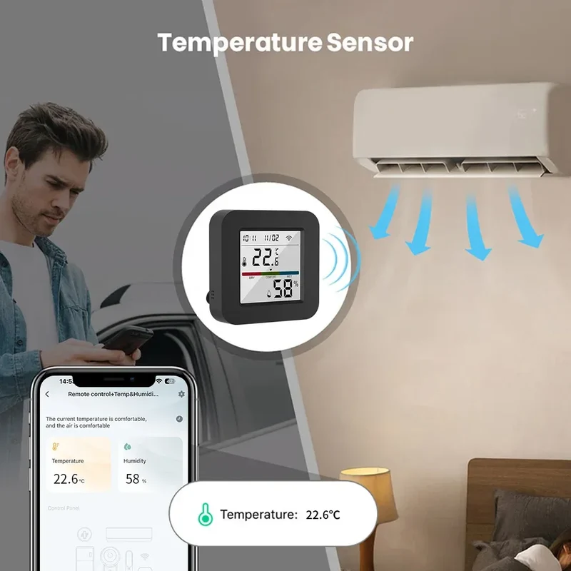 Tuya Smart Universal IR Remote With Temperature Humidity Sensor for Air Conditioner TV AC Works with Alexa Google Home Yandex