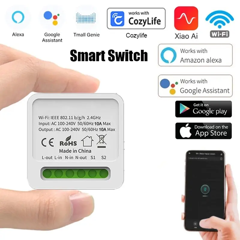 Tuya Zigbee 3.0 Mini Smart 16A Switch Smart Life Automation DIY Module Breaker Support 2Way Control Works with Alexa Google home