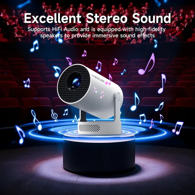 Magcubic HY300 Pro+ Android14 Projector 8000 Lumens 720P Outdoor Portable Movie Home with 5W Speaker WiFi6 BT5.4 Upgrated HY300