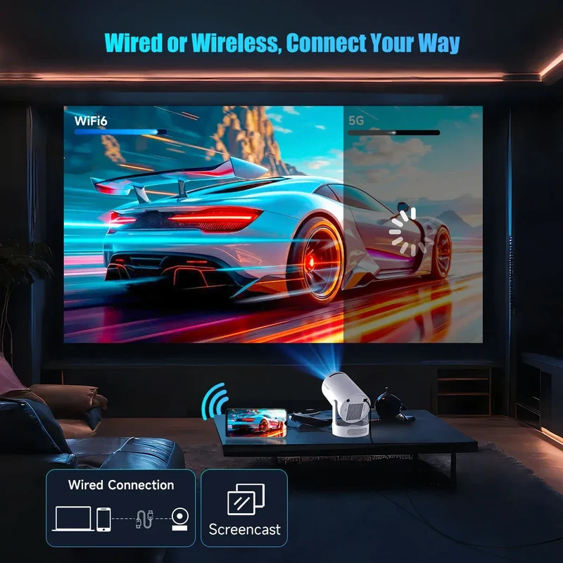 Magcubic HY300 Pro+ Android14 Projector 8000 Lumens 720P Outdoor Portable Movie Home with 5W Speaker WiFi6 BT5.4 Upgrated HY300
