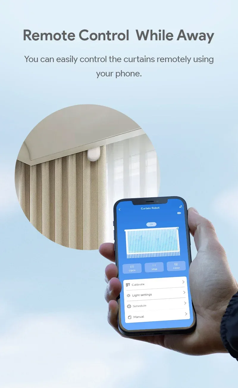 Tuya Zigbee/Bluetooth Track Curtain Robot Tuya Smart Rail Curtain Robot Smart Curtain Pusher Robot Support Siri Alexa Voice