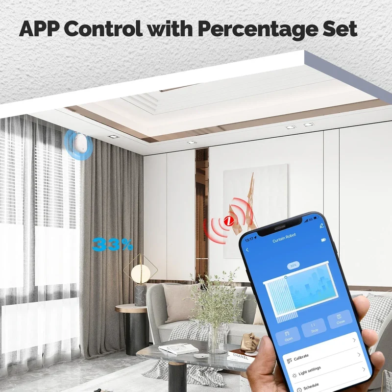 Tuya Zigbee/Bluetooth Track Curtain Robot Tuya Smart Rail Curtain Robot Smart Curtain Pusher Robot Support Siri Alexa Voice