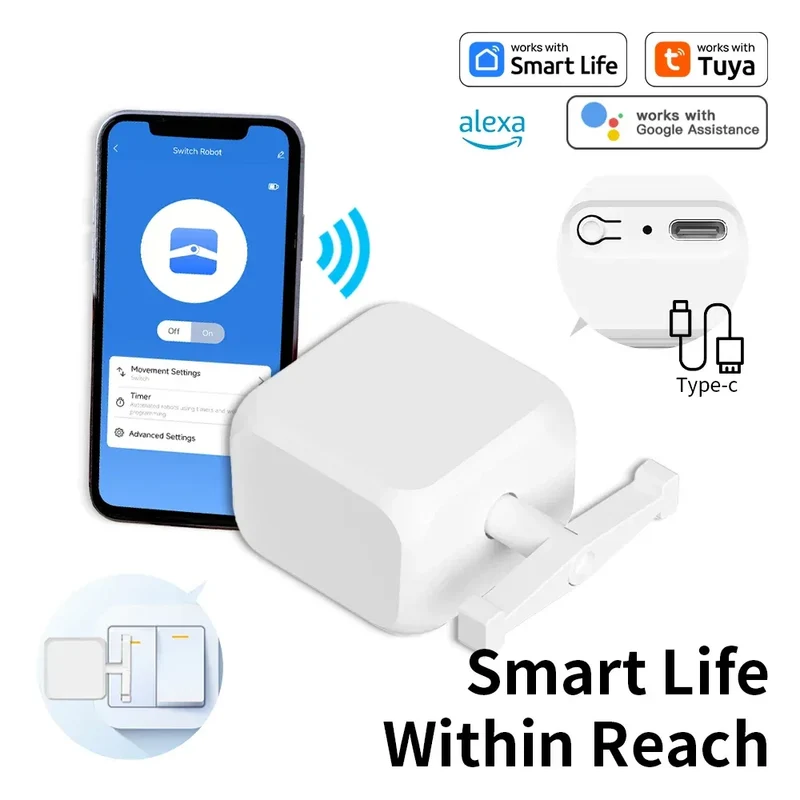 Tuya BLE Fingerbot for Rocker Switch Remote Controller Adjustable Switch Press Robot Support Google Home Alexa Voice Assitant