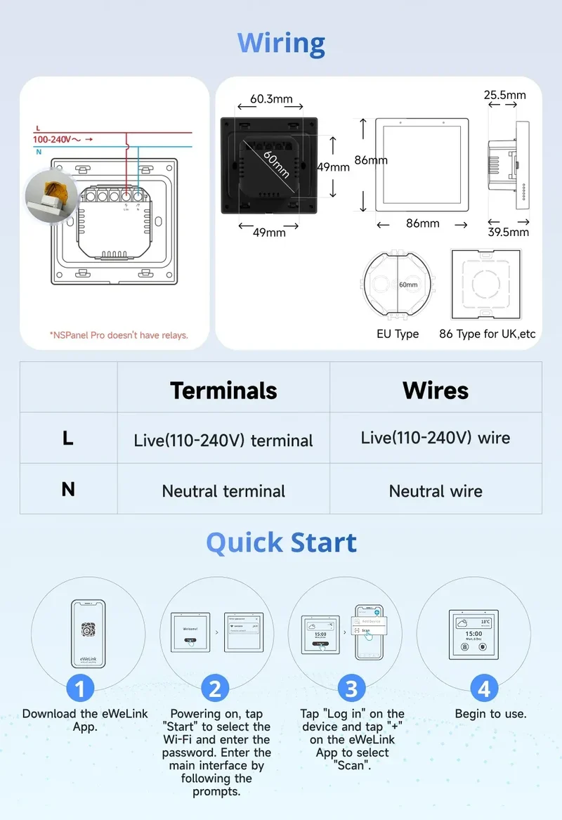 SONOFF NSPanel Pro Smart Home Control Panel Smart Thermostst Power Consumption DIY Switch Module Supports All Sonoff Devices