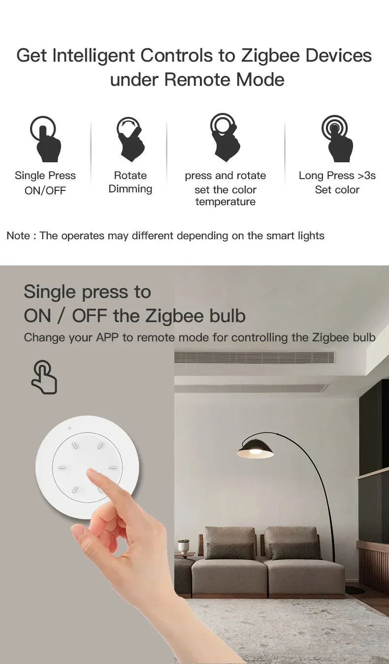 Tuya ZigBee Smart Knob Scene Switch Wirelessly Controls Lights Curtains And Switches Via The Tuya Smart app