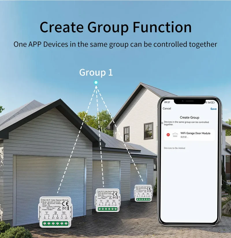 Tuya Smart Garage Door Switch Module Wifi 100-240V Gate Opener Controller for Alexa Google Home Assistant Yandex Voice Control