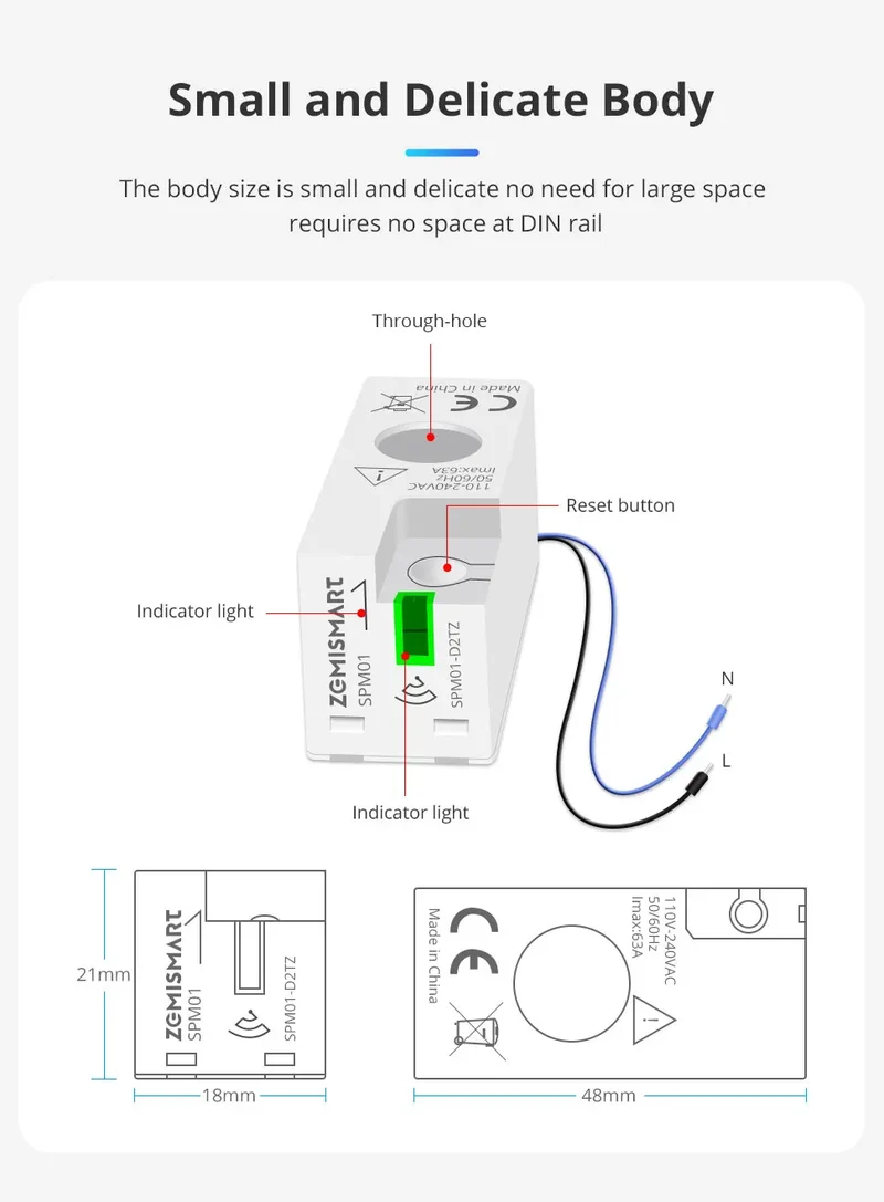 Zemismart Smart Energy Meter Zigbee WiFi Monitor Electric Sensor Measure Work With Tuya Zigbee2mqtt Home Assistant
