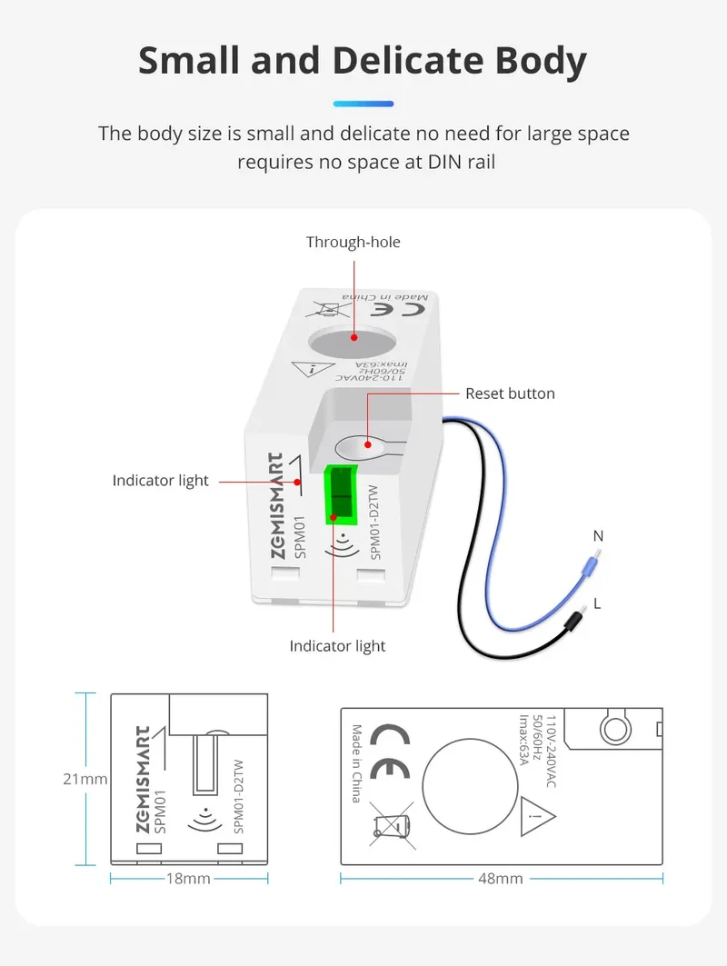 Zemismart Smart Energy Meter Zigbee WiFi Monitor Electric Sensor Measure Work With Tuya Zigbee2mqtt Home Assistant