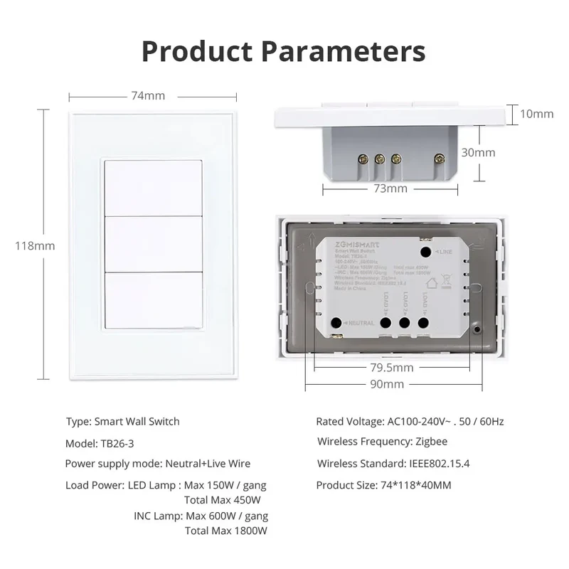 Zemismart Zigbee Interrupter 1 2 3 4 6 Gangs Light Switch Brazilian Wall switches Work with Tuya Smart Life Alexa Google Home
