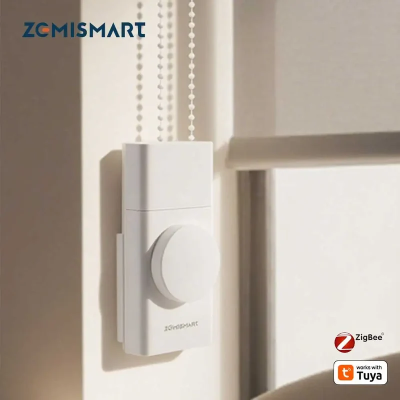 Zemismart Zigbee Smart Roller Shade Driver Built in Battery with Knob Control Speed Work with Tuya App Alexa Google Home Voice
